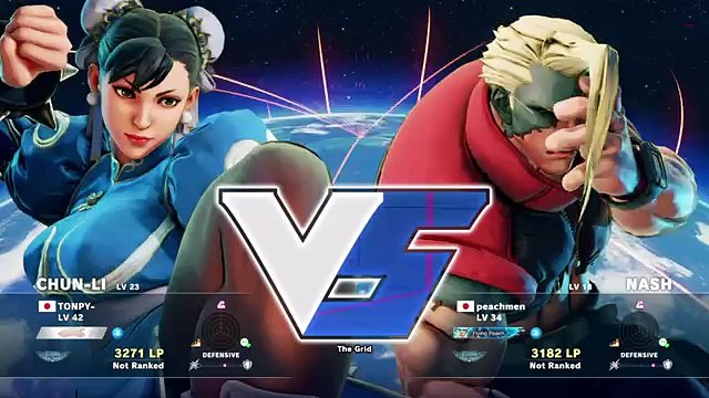 STREET FIGHTER V Tonpy (Chun Li) Vs Peachmen (Nash) Vicarious Replay (1024p FULL HD)
