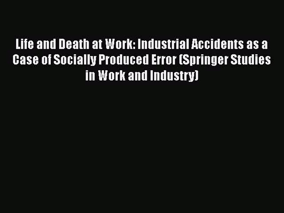 PDF Life and Death at Work: Industrial Accidents as a Case of Socially Produced Error (Springer