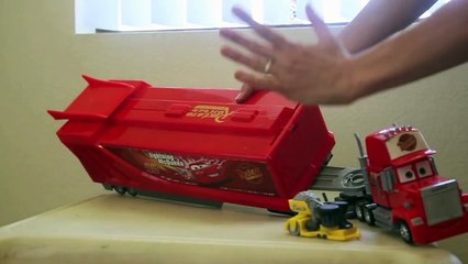 Disney Cars Mack Truck Toy with Hidden Race Track and Bessie from Mega Mack Playtown Set