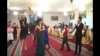 Bride friends fighting for flowers during Wedding
