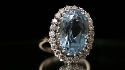 Aquamarine and diamond coronet cluster ring, circa 1960.