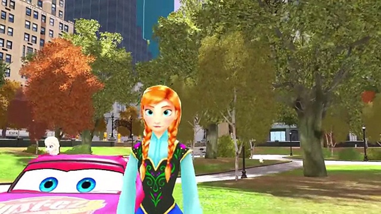 Anna of Arendelle and Elsa The Snow Queen Frozen meets Lightning McQueen Cars w- Kids Songs