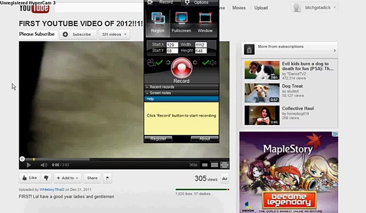 First video of 2012!!  REAL 2012 (my other account* Bitchgotadick*) has this same vid on it.