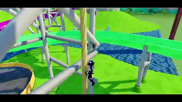 Spiderman Black-Spider-man-ride-their-bikes have-Fun-in-Toboggan race-with-Disney-Cars-Mcqueen