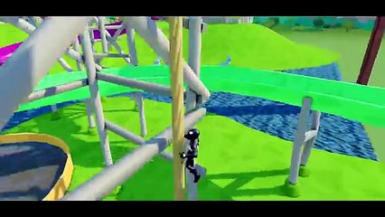 Spiderman--Black-Spider-man-ride-their-bikes--have-Fun-in-Toboggan--race-with-Disney-Cars-Mcqueen