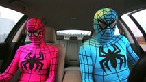 SPIDERMAN DANCING IN CAR CHANGING COLORS - Funny Superhero Movie In Real Life