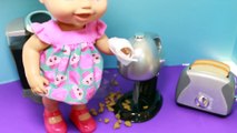Baby Alive GETS HURT Play Kitchen Toys Play Doh Food Fun Toaster Mixer Coffee Maker AllToyCollector
