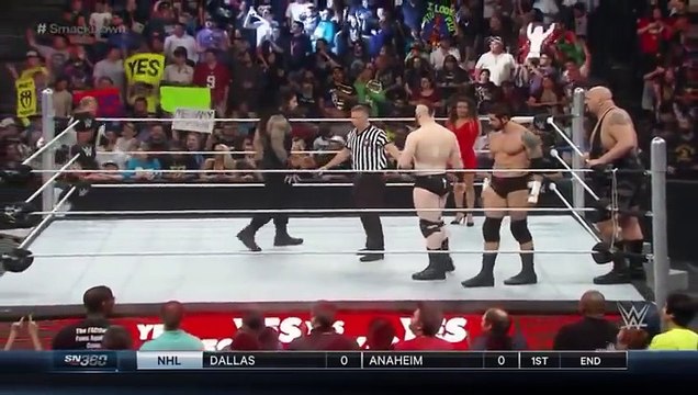 ROMAN REIGNS,DANEIL BRYAN & DOLPH ZIGGLER VS SHEAMUS,BIG SHOW & BNB SMACKDOWN 4 9 2015