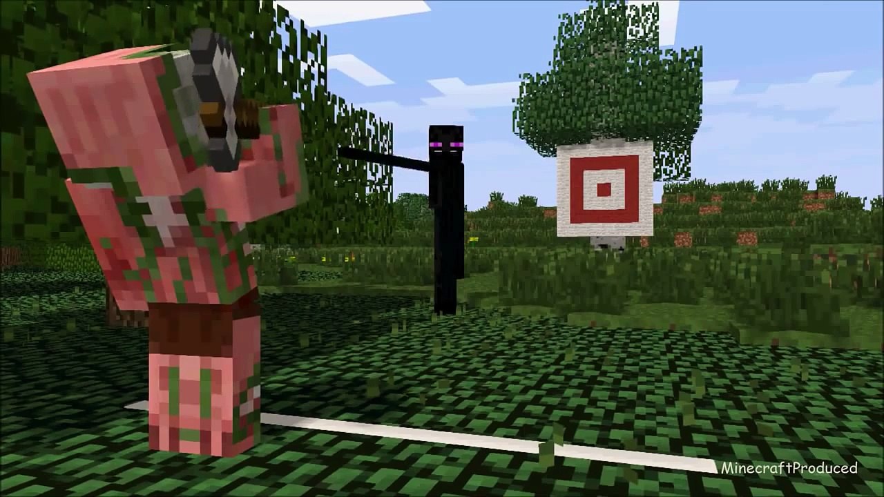 Monster School Axe Throwing (Minecraft Animation)