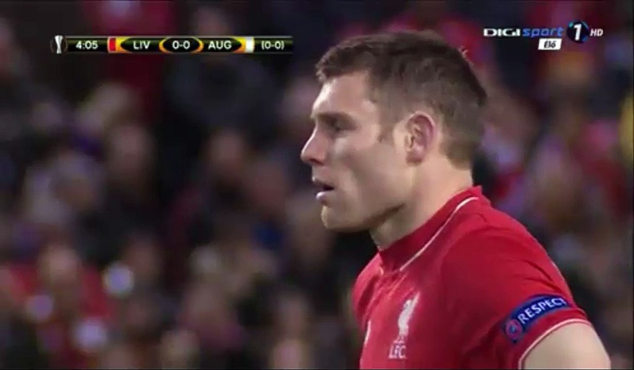1-0 James Milner Penalty Goal - Liverpool vs Augsburg 25.02.2016 HD
