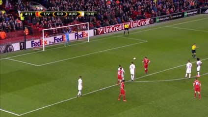 James Milner Goal 1:0 - Liverpool v. Augsburg 25.02.2016
