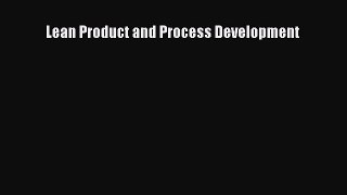 PDF Lean Product and Process Development  EBook