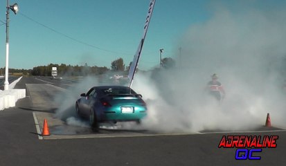 Tải video: Burnout Contest Napierville Dragway AdrenalineQC Drag Racing