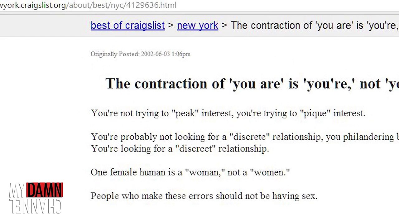 Craigslist Chronicles- The Contraction of 'You Are'