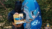 GIANT EGG SURPRISE OPENING BATMAN VS SPIDERMAN Super Heroes Toys & Real Life Superhero Kids Video