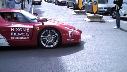 FERRARI TRAFFIC JAM ! - ENZO, F50, F40, SCUDERIA16M - Gumball Rally 2010 London