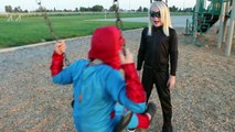 New Little Spiderman Vs Catwoman - Real Life Superhero Battle!