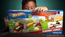 ANGRY BIRDS VS. MARIO KART! Angry Birds Hot Wheels Slingshot Launch Review & Demo