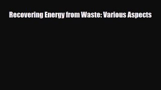 [PDF] Recovering Energy from Waste: Various Aspects Download Online