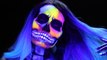 SKULL MAKEUP   Neon & BLACKLIGHT Halloween Hat  Tutorial