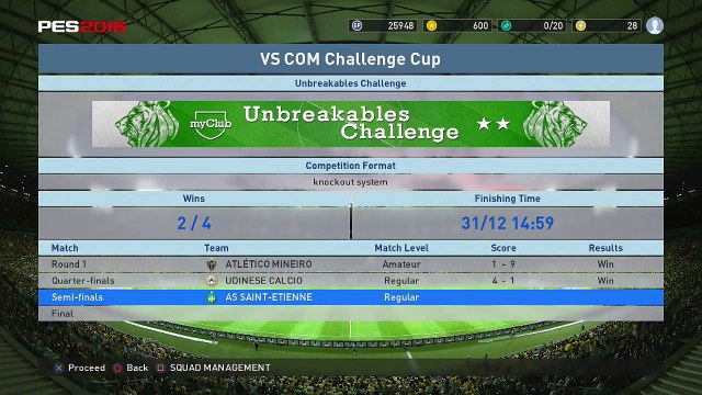PS4 - PES - Unbreakables Challenge - Semi Final vs AS Saint Etienne