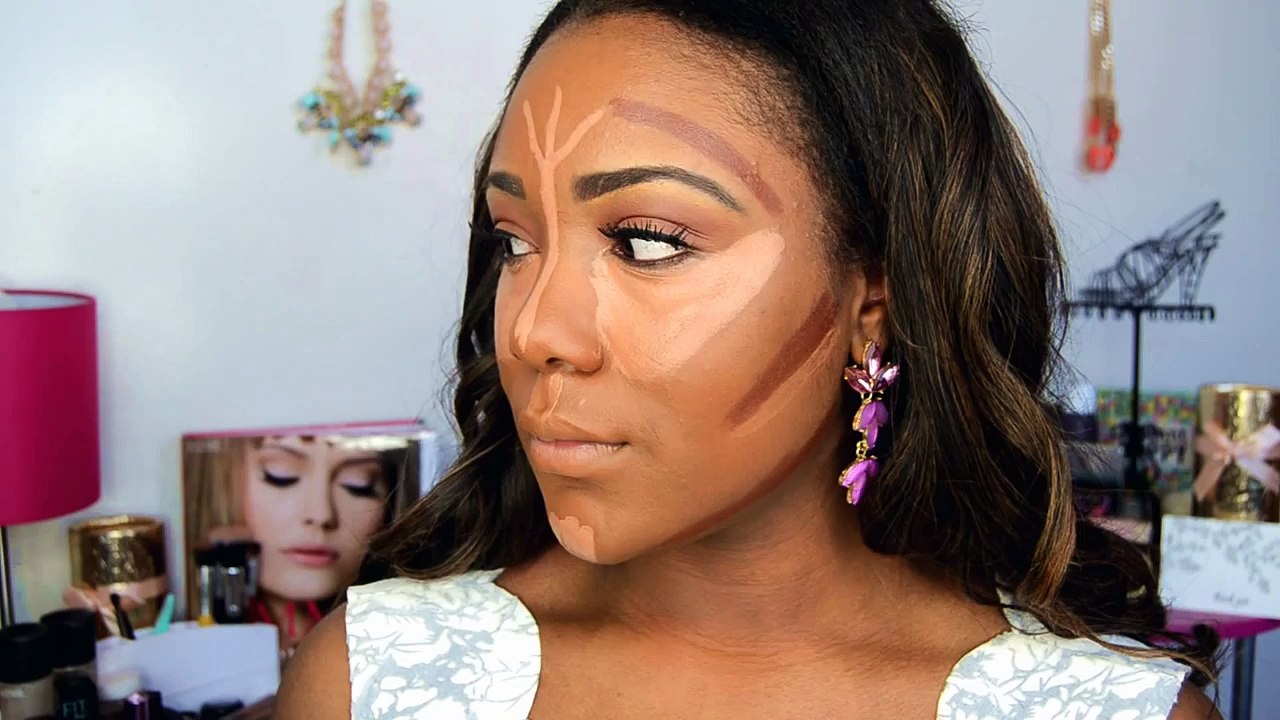 HOW TO: DRUGSTORE Contour,Highlight,+ Foundation for Black Women Makeup Tutorial 2015 ( DA
