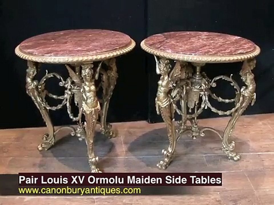 Pair Louis XV Ormolu Maiden Side Tables French Table