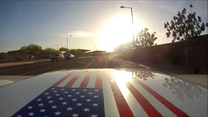 Go Pro SUNSET DRIVE around town with new American Flag on hood