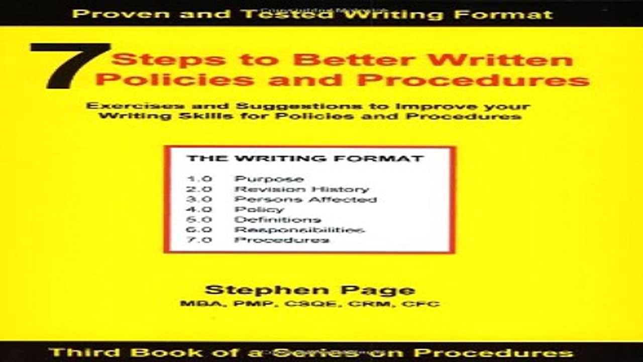 Download 7 Steps to Better Written Policies and Procedures