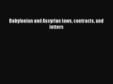 Read Babylonian and Assyrian laws contracts and letters PDF Online