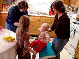 Abby on the horse screeching