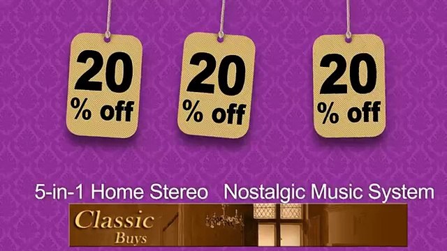 Encore Console Style Wooden Turntable Stereo with CD, Cassette & Radio