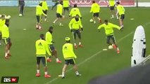 Cristiano Ronaldo nutmegs Raphaël Varane at Real Madrid C.F