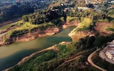 Dron sobrevoló La Pereza que muestra el nivel crítico del embalse