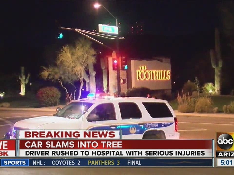 Car slams into tree in Ahwatukee
