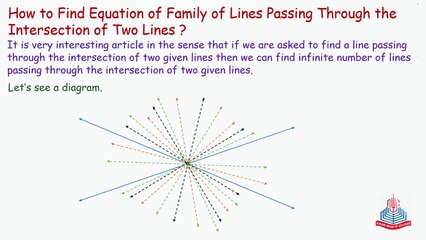 How to find equation of Family of lines passing through the intersection of Two Lines ?