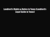 PDF Landlord's Rights & Duties in Texas (Landlord's Legal Guide in Texas)  EBook