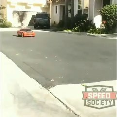 little girl drifting toy car