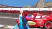 Spiderman Meets Frozen Elsa Queen of Arendelle & Driving Lightning McQueen Disney Cars