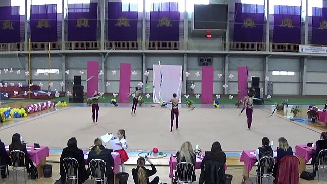 Художественная гимнастика- национальная сборная Украины - групповые упражнения с лентами (ЧУ-2015)