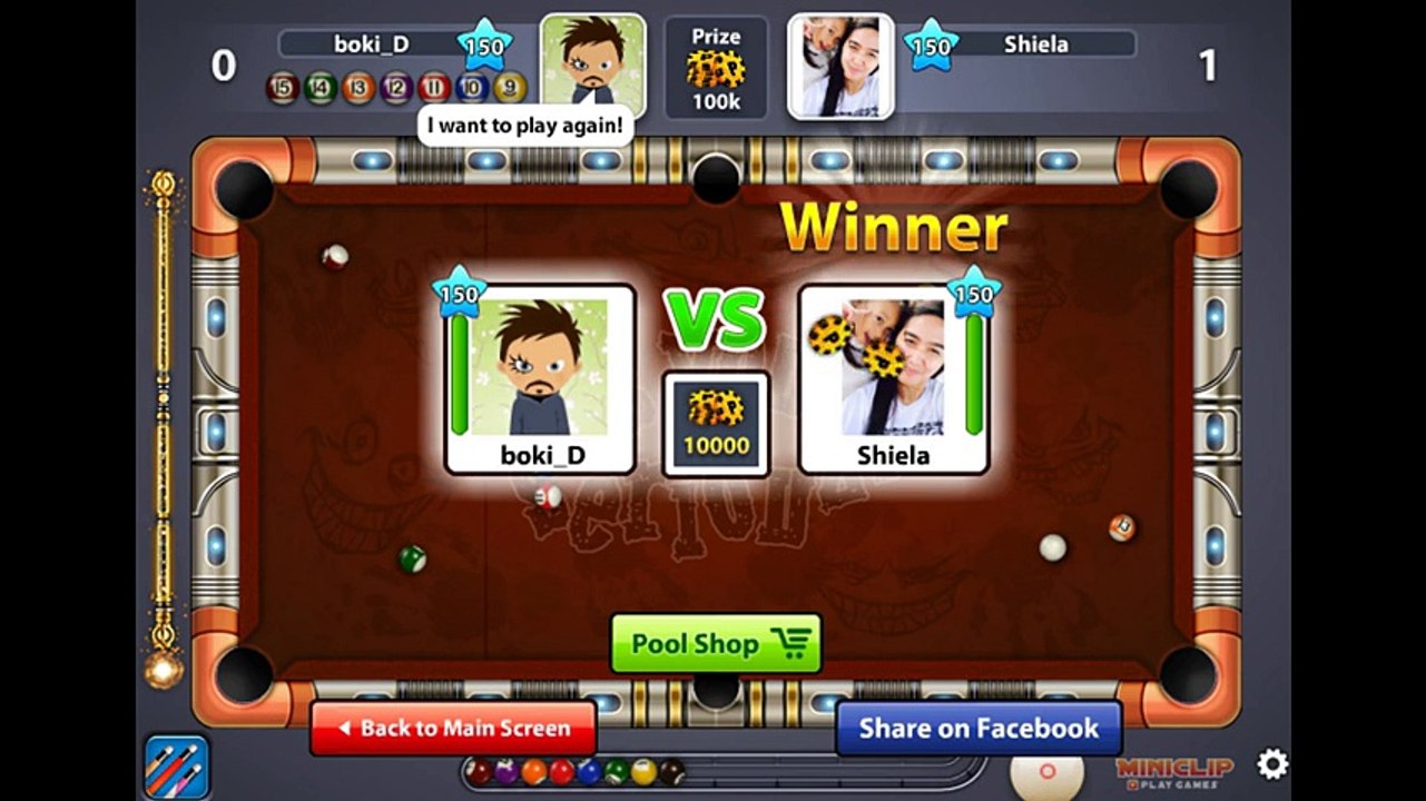 ---Miniclip 8 ball pool - boki_D vs Shiela (aka pacman1215) -  octuple legend