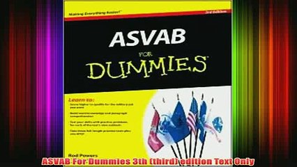 Download PDF  ASVAB For Dummies 3th third edition Text Only FULL FREE