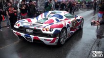 Koenigsegg CCXR Revs and CCR Burnout at the Gumball 2013 Start