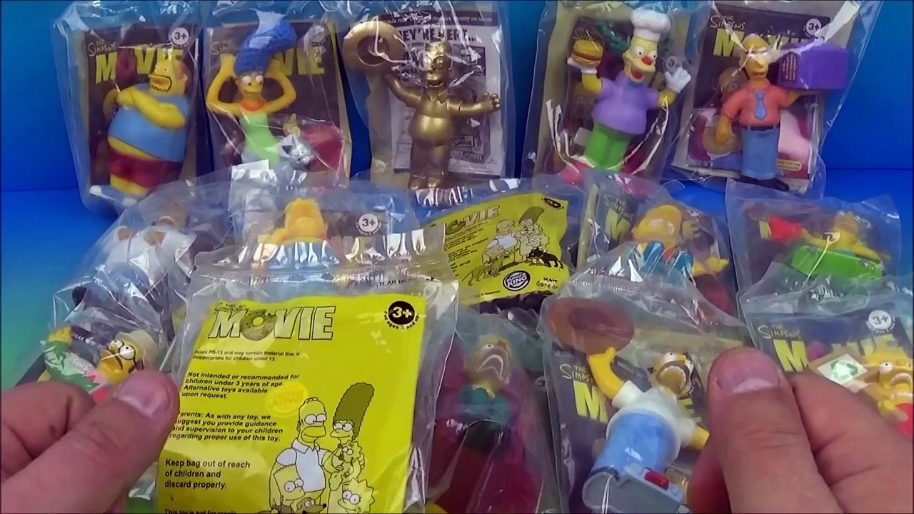 2007 THE SIMPSONS MOVIE SET OF 16 BURGER KING KIDS MEAL TOYS VIDEO REVIEW