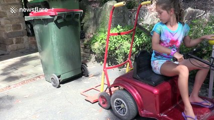 Dad hacks go-kart so daughter can take out trash