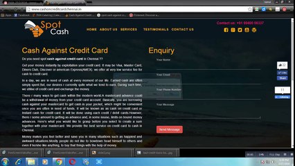 Cash Against Credit Card In Chennai
