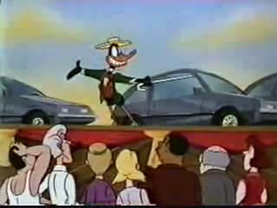 Daffy Duck selling a DeLorean