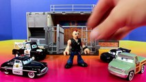 Disney Pixar Cars Sheriff Car Lightning McQueen Mater Go On Mission Bring Imaginext Biker To Jail