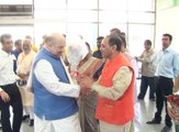 Ahmedabad Airport Gujarat CM welcomes BJP President Amit Shah