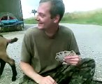 Swiss Soldier gets attacked by two goats